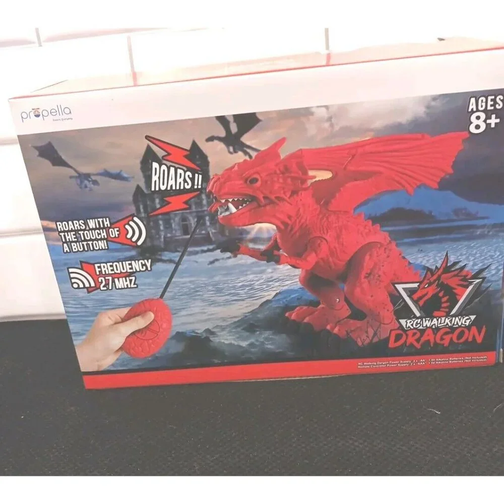 WIRELESS Remote‎ Control Robot T-Rex W/ Roar Sound & Walking Red Dinosaur NWT